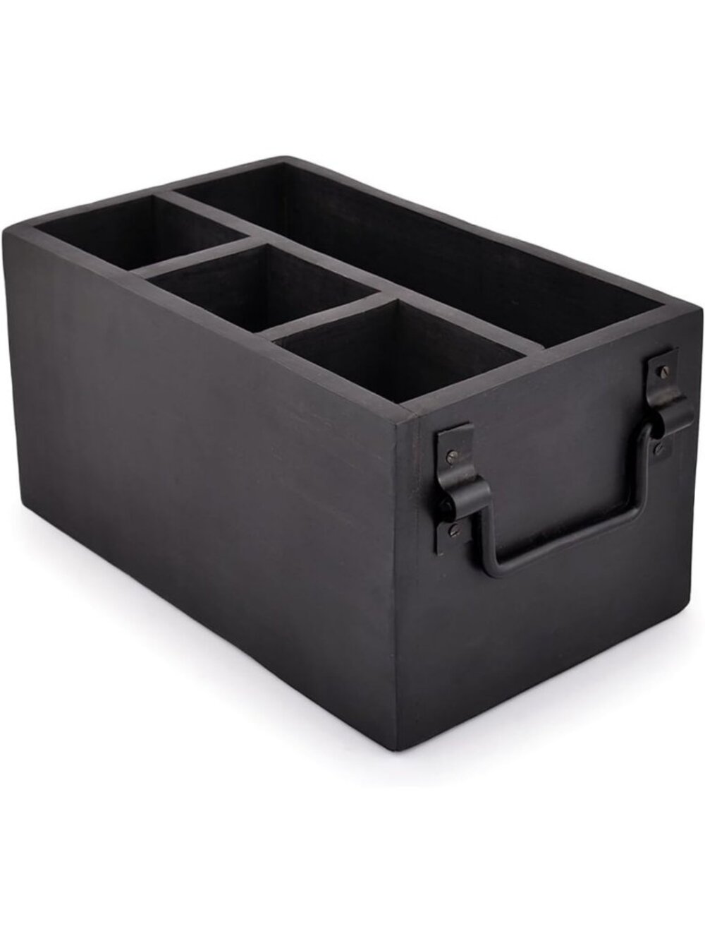 Stylish Mango Wood Flatware Caddy with Napkin Holder - 4 Compartment Utensil
